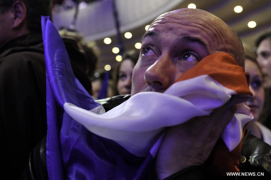 Sarkozy delivers speech after defeat in election
